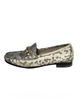 Vintage rare Gucci Horsebit Loafers Roccia Snake Print Leather 6.5/36.5 womens